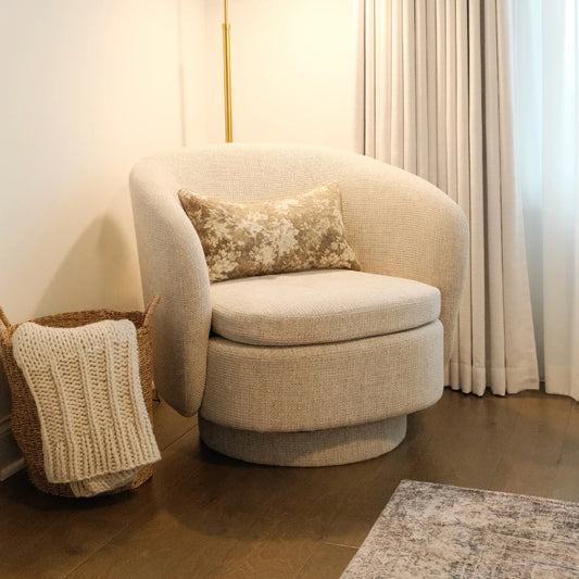 Hera Upholstered Swivel Barrel Chair (1-Piece)