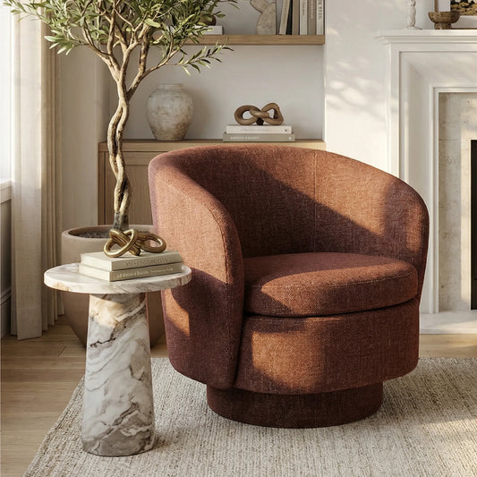 Hera Upholstered Swivel Barrel Chair (1-Piece)