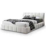 Hilar White Boucle Platform Bed King Size