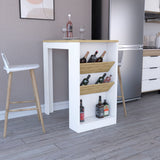 Tuhome Syrah Kitchen Island with Spacious Prep Top, Two Side Bottle Shelves, Lower Storage Shelf, Multifunctional Cooking Station for Modern Homes, Ideal for Meal Prep, Organization and Stylish Kitchen Enhancement