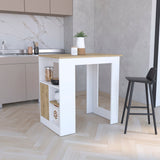 Stirling Kitchen Island with Spacious Top Surface, Push-to-Open Cabinet, Three Side Storage Shelves and Modern Multi-Functional Design for Meal Prep, Dining Convenience and Enhanced Everyday Kitchen Organization