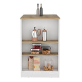 Portree Kitchen Island with Spacious Top Surface, Three Accessible Side Shelves for Storage, Modern Multi-Functional Design for Meal Prep, Dining and Everyday Use, Ideal for Enhancing Kitchen Organization and Convenience