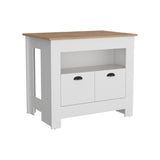 TUHOME Arlet Kitchen Island with Spacious Two-Door Cabinet Storage, Open Utility Shelf, Functional Workstation Surface, Versatile Organization Design for Modern Homes, Ideal for Enhancing Everyday Kitchen Efficiency
