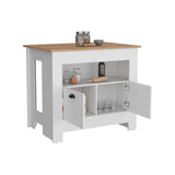 TUHOME Arlet Kitchen Island with Spacious Two-Door Cabinet Storage, Open Utility Shelf, Functional Workstation Surface, Versatile Organization Design for Modern Homes, Ideal for Enhancing Everyday Kitchen Efficiency