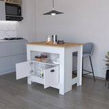 TUHOME Arlet Kitchen Island with Spacious Two-Door Cabinet Storage, Open Utility Shelf, Functional Workstation Surface, Versatile Organization Design for Modern Homes, Ideal for Enhancing Everyday Kitchen Efficiency