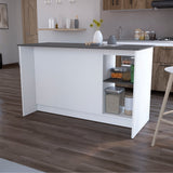 Juniper Kitchen Island with Large Prep and Serving Top, Double-Door Cabinet with Interior Shelves, Dual Open Storage Shelves and Modern Space-Saving Design for Enhanced Organization, Meal Preparation and Everyday Kitchen Efficiency
