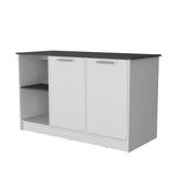 Juniper Kitchen Island with Large Prep and Serving Top, Double-Door Cabinet with Interior Shelves, Dual Open Storage Shelves and Modern Space-Saving Design for Enhanced Organization, Meal Preparation and Everyday Kitchen Efficiency