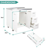 Ferretti Utility Sink Base Cabinet with Stainless Steel Countertop, Three Storage Drawers, Double-Door Cabinet and Integrated Faucet Opening for Modern Kitchen Organization, Prep Convenience and Functional Home Utility