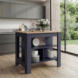 Tuhome Cala Kitchen Island with Spacious Tabletop, Three Open Storage Shelves, Four Sturdy Legs and Comfortable Meal Prep Workstation Design for Modern, Functional and Organized Everyday Culinary Spaces