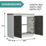 TUHOME Napoles Utility Sink Cabinet with Integrated Steel Sink, Double Door Storage, Interior Shelf and Durable Aluminum Countertop Offering Practical Organization and Functional Workspace.