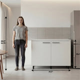 Tuhome Napoles Utility Sink with Cabinet, Stainless Steel Countertop, Interior Storage Shelf, Wide Dual-Door Base Cabinet, Modern Multi-Purpose Laundry and Kitchen Utility Station for Home Organization
