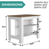 Tuhome Cala Kitchen Island with Spacious Tabletop, Three Open Storage Shelves, Four Sturdy Legs and Comfortable Meal Prep Workstation Design for Modern, Functional and Organized Everyday Culinary Spaces