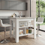 Tuhome Cala Kitchen Island with Spacious Tabletop, Three Open Storage Shelves, Four Sturdy Legs and Comfortable Meal Prep Workstation Design for Modern, Functional and Organized Everyday Culinary Spaces