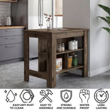 Tuhome Cala Kitchen Island with Spacious Tabletop, Three Open Storage Shelves, Four Sturdy Legs and Comfortable Meal Prep Workstation Design for Modern, Functional and Organized Everyday Culinary Spaces