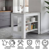 Tuhome Cala Kitchen Island with Spacious Tabletop, Three Open Storage Shelves, Four Sturdy Legs and Comfortable Meal Prep Workstation Design for Modern, Functional and Organized Everyday Culinary Spaces