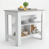 Tuhome Cala Kitchen Island with Spacious Tabletop, Three Open Storage Shelves, Four Sturdy Legs and Comfortable Meal Prep Workstation Design for Modern, Functional and Organized Everyday Culinary Spaces
