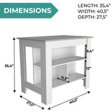Tuhome Cala Kitchen Island with Spacious Tabletop, Three Open Storage Shelves, Four Sturdy Legs and Comfortable Meal Prep Workstation Design for Modern, Functional and Organized Everyday Culinary Spaces