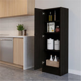 Tuhome Belleria Single Door Narrow Storage Cabinet and Pantry with 4 Interior Shelves, Slim Storage Unit for Kitchen, Bedroom, Office, or Living Room