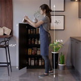 Tuhome Belleria Single Door Narrow Storage Cabinet and Pantry with 4 Interior Shelves, Slim Storage Unit for Kitchen, Bedroom, Office, or Living Room