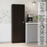 Tuhome Belleria Single Door Narrow Storage Cabinet and Pantry with 4 Interior Shelves, Slim Storage Unit for Kitchen, Bedroom, Office, or Living Room