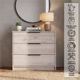 Tuhome Kaia 3 Drawers Dresser with Spacious Storage, Modern Superior Top for Décor, Functional Bedroom Organizer for Clothing and Essentials, Contemporary Space-Saving Furniture with Metal Hardware