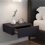 TUHOME Milano Floating Nightstand with Wall-Mounted Design, Spacious Storage Drawer and Upper Display Surface Offering Minimalist Space-Saving Organization and Durable Engineered Wood Construction for Modern Bedroom Interiors
