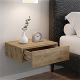 TUHOME Milano Floating Nightstand with Wall-Mounted Design, Spacious Storage Drawer and Upper Display Surface Offering Minimalist Space-Saving Organization and Durable Engineered Wood Construction for Modern Bedroom Interiors