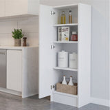 Tuhome Belleria Single Door Narrow Storage Cabinet and Pantry with 4 Interior Shelves, Slim Storage Unit for Kitchen, Bedroom, Office, or Living Room