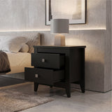 Tuhome Amara 24" Tall Nightstand with 2 Spacious Drawers, Wide Superior Top for Décor Display, Elegant Metal Handles, Classic–Modern Bedroom Storage Solution Offering Style, Functionality and Daily Organization