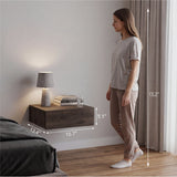 TUHOME Milano Floating Nightstand with Wall-Mounted Design, Spacious Storage Drawer and Upper Display Surface Offering Minimalist Space-Saving Organization and Durable Engineered Wood Construction for Modern Bedroom Interiors