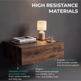 TUHOME Milano Floating Nightstand with Wall-Mounted Design, Spacious Storage Drawer and Upper Display Surface Offering Minimalist Space-Saving Organization and Durable Engineered Wood Construction for Modern Bedroom Interiors