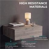 TUHOME Milano Floating Nightstand with Wall-Mounted Design, Spacious Storage Drawer and Upper Display Surface Offering Minimalist Space-Saving Organization and Durable Engineered Wood Construction for Modern Bedroom Interiors