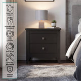 Tuhome Amara 24" Tall Nightstand with 2 Spacious Drawers, Wide Superior Top for Décor Display, Elegant Metal Handles, Classic–Modern Bedroom Storage Solution Offering Style, Functionality and Daily Organization