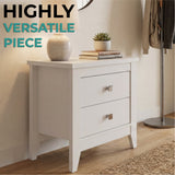 Tuhome Amara 24" Tall Nightstand with 2 Spacious Drawers, Wide Superior Top for Décor Display, Elegant Metal Handles, Classic–Modern Bedroom Storage Solution Offering Style, Functionality and Daily Organization