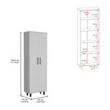 Tuhome Napoles Multistorage Pantry Cabinet with Five Interior Shelves, Double-Door Enclosed Storage, Modern Metal Handles and Legs, Space-Saving Tall Organizer for Kitchen, Laundry Room or Multifunctional Home Storage