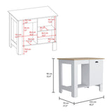 Tuhome Atenea Kitchen Island with Single Door Cabinet, Dual Interior Shelves, Open Display Shelf, Spacious Countertop Workspace, Multifunctional Storage Station for Modern Kitchens, Home Cooking and Organization