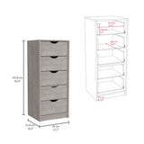 TUHOME Basilea Tall Dresser with Five Smooth Pull-Out Drawers, Slim Vertical Storage System for Clothes and Accessories, Space-Saving Modern Organizer Ideal for Bedrooms, Closets and Compact Living Areas