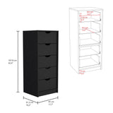 Tuhome Basilea 5-Drawer Tall Dresser with Slim Space-Saving Vertical Storage, Modern Pull-Out Drawer System for Clothes and Accessories, Durable Bedroom Organization Cabinet with Elegant Contemporary Design