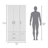 Sebree 71-Inch High Armoire Wardrobe Closet with Four Doors, Two Drawers, Three Cabinet Sections, Six Storage Shelves and Hanging Rod, Freestanding Bedroom Clothes Storage Organizer for Modern Home Organization and Daily Wardrobe Use