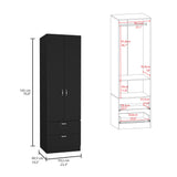 Vico 76-Inch High Armoire Wardrobe Closet with Double Door Cabinet, Two Spacious Drawers, Internal Shelf, Hanging Rod, Multi-Section Clothing Organizer for Bedroom Storage and Freestanding Clothes Organization
