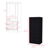 Taly 2-Door Armoire with Two Drawers and Hanging Rod, Spacious Wardrobe Storage Cabinet for Clothing, Accessories and Daily Essentials, Functional Vertical Closet Organizer for Bedrooms and Dressing Spaces