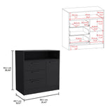 TUHOME Omaha Multi-Storage Dresser with Three Spacious Drawers, Single Door Cabinet, Interior Shelves and Contemporary Pull Handles Offering Compact Home Organization and Durable Engineered Wood Construction