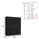 TUHOME Bariloche Wardrobe with Multi-Section Storage, Dual Hanging Rod Compartments, Central Shelving Area, Two Smooth-Glide Drawers, Metal Handles and Spacious Organization for Modern Bedrooms and Closet Spaces
