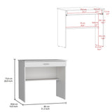 TUHOME Home Writing Desk with Open Storage Top Shelf, Spacious Work Surface, Full-Width Drawer, Compact 31-Inch Computer Desk for Small Spaces, Modern Functional Design for Home Offices, Bedrooms or Study Areas