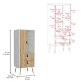 TUHOME Huna Tall Dresser with Single Door Storage Compartment, Two Smooth-Glide Drawers, Side Open Shelves and Raised Wooden Legs, Space-Saving Vertical Bedroom Organizer for Clothes, Accessories and Daily Essentials