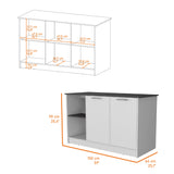 Juniper Kitchen Island with Large Prep and Serving Top, Double-Door Cabinet with Interior Shelves, Dual Open Storage Shelves and Modern Space-Saving Design for Enhanced Organization, Meal Preparation and Everyday Kitchen Efficiency