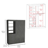 TUHOME Kenya Armoire with Double Doors, Three Spacious Drawers and Three-Tier Shelving Offering Generous Clothing Storage, Hanging Space and Modern Organizational Design in Durable Engineered Wood for Contemporary Bedrooms