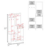 Parker 75" Tall Mirrored Hall Tree with Three Shelves, Two Storage Cabinets, One Drawer & Coat Hangers, Entryway Storage Organizer and Console Table for Living Room or Foyer