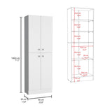 Lynch 71-Inch High Kitchen Pantry Storage Cabinet with Four Doors, Five Adjustable Shelves, Freestanding Cupboard for Dining Room, Living Room, Laundry or Multifunctional Home Organization and Space-Saving Storage Solutions