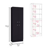 Lynch 71-Inch High Kitchen Pantry Storage Cabinet with Four Doors, Five Adjustable Shelves, Freestanding Cupboard for Dining Room, Living Room, Laundry or Multifunctional Home Organization and Space-Saving Storage Solutions